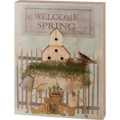Welcome Spring Box Sign