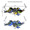 Peyton Blue Three Birds Stained Glass Window Panel Home décor