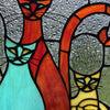 Coy Cats Trio Stained Glass Window Panel River of Goods