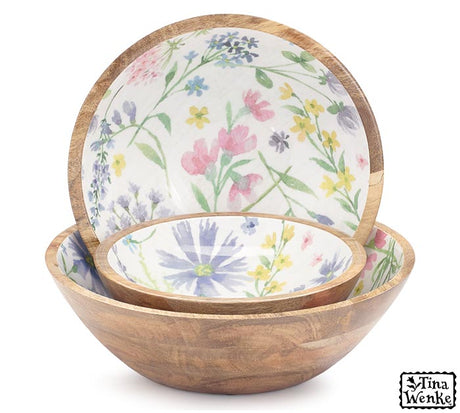 wood bowls set Nested floral - EVERY GIRL LOVES SPARKLES