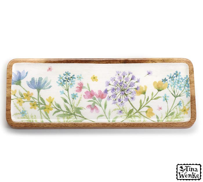 floral mango wooden serving tray - every girl loves sparkles