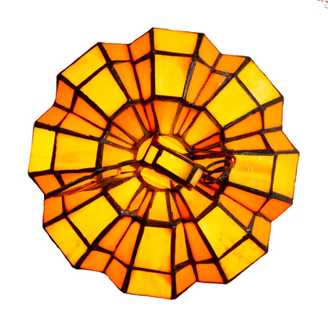 9"H Phineas the Pumpkin Orange Stained Glass Accent Lamp