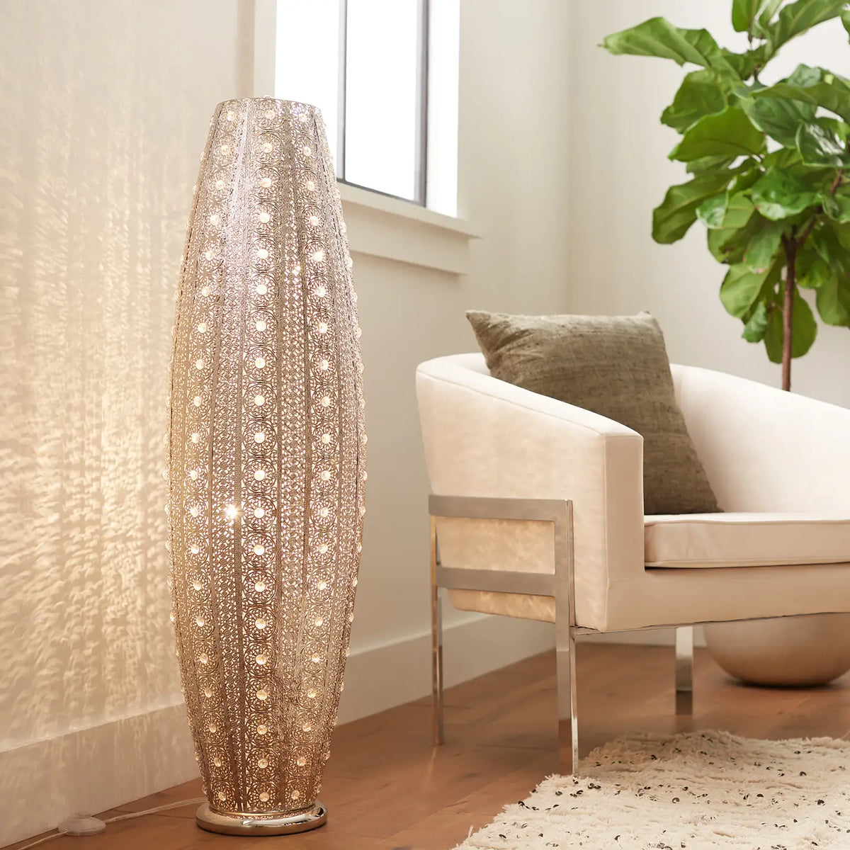 Silver Crystal Fancy Floor Livingroom Light Lamp