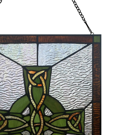 18"H Celtic Cross Stained Glass Window Panel