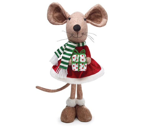 Plush Red Plaid Standing Christmas Girl Mouse Toys - Every Girls Loves Sparkles