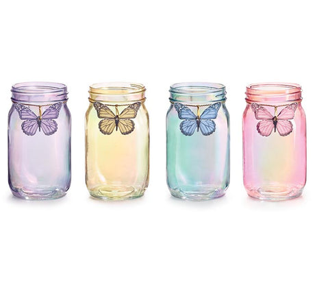 mason mason jar glasses butterfly - Every Girl loves sparkles
