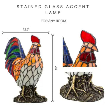 15"H Roland Red Rooster Accent Lamp