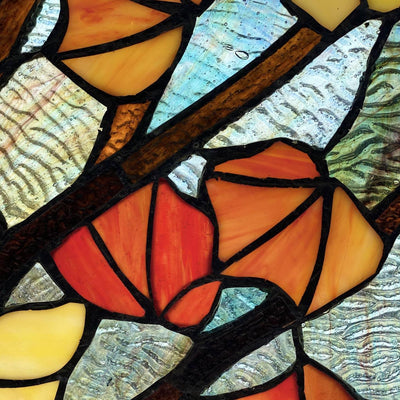 Leaves in Autumn Stained Glass Window Panel Home Décor