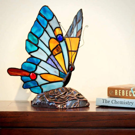 Stained Glass Butterfly Lamp - Blue Butterfly Accent Lamp - Every Girl Love Sparkles