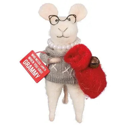 Felted Winter Grammy Mouse with Personalized Christmas Ornaments - Every Girl Loves Sparkles