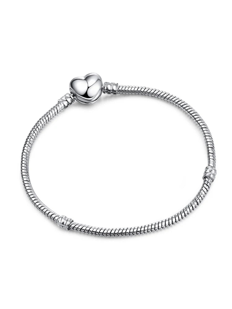 2023 New Love Letter Classic Box Clasp Snake Chain Charm Pandora Women's Bracelet Jewelry Moments Gift for Women Girls Birthday