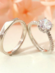 Silver Engagement Promise Wedding Rings For Couples- Every Girl Loves Sparkles