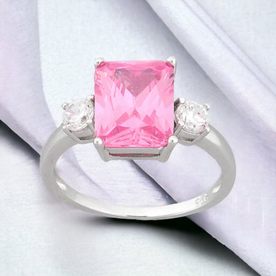 Princess Cut Pink Tourmaline Engagement Ring in 14K White Gold ft. every girl loves sparkles