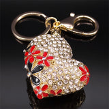 Full Rhinestone Love Heart Flower Keychain Ethnic Women Alloy Key Ring Holder Charm Bag Car Accessories Jewerly Gift K9231S04