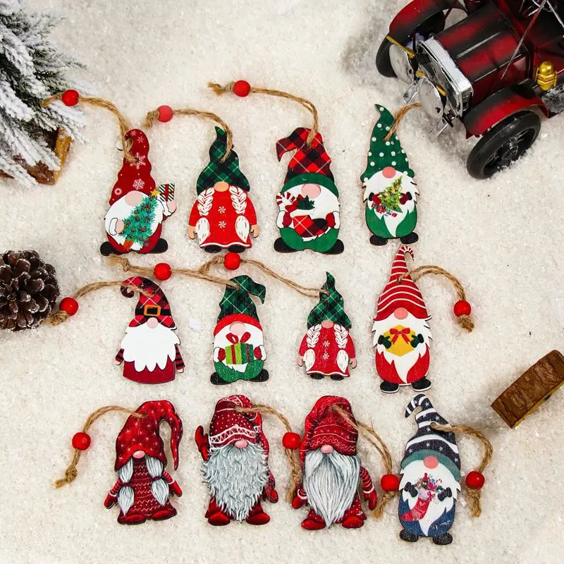 Christmas Gnomes Wooden Pendants Merry Christmas Decorations For Home 2023 Xmas Tree Christmas Ornaments Navidad New Year Gift