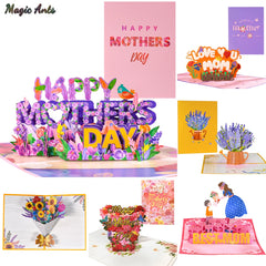 3D Pop Up Mothers Day Cards Gifts Floral Bouquet Greeting Cards Flowers for Mom Wife Birthday Sympathy Get Well