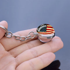 USA Independence Day Keychains United States Flag Statue of Liberty July Fourth Jewelry Two Sides Glass Ball Pendant Key Chains