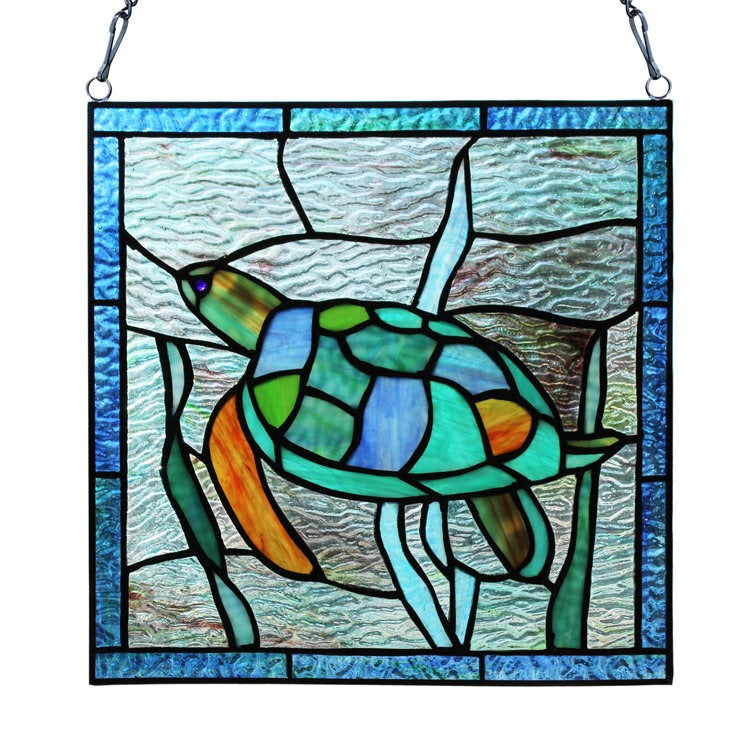 Stained glass sea turtle wall hanging - every girl love sparkles