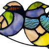 Peyton Blue Three Birds Stained Glass Window Panel Home décor