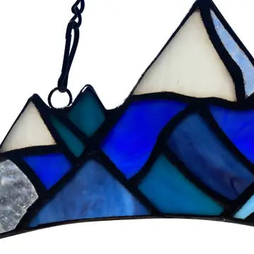 Blue Mountain Stained Glass Peaks for Home Art Décor-Every Girl Loves Sparkles