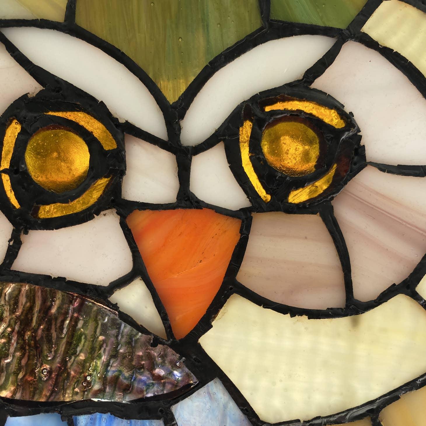 Hoot's Owl Stained Glass Panel River of Goods