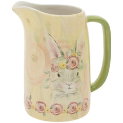 Bunny Flower Crown Ceramic Easter Pitcher