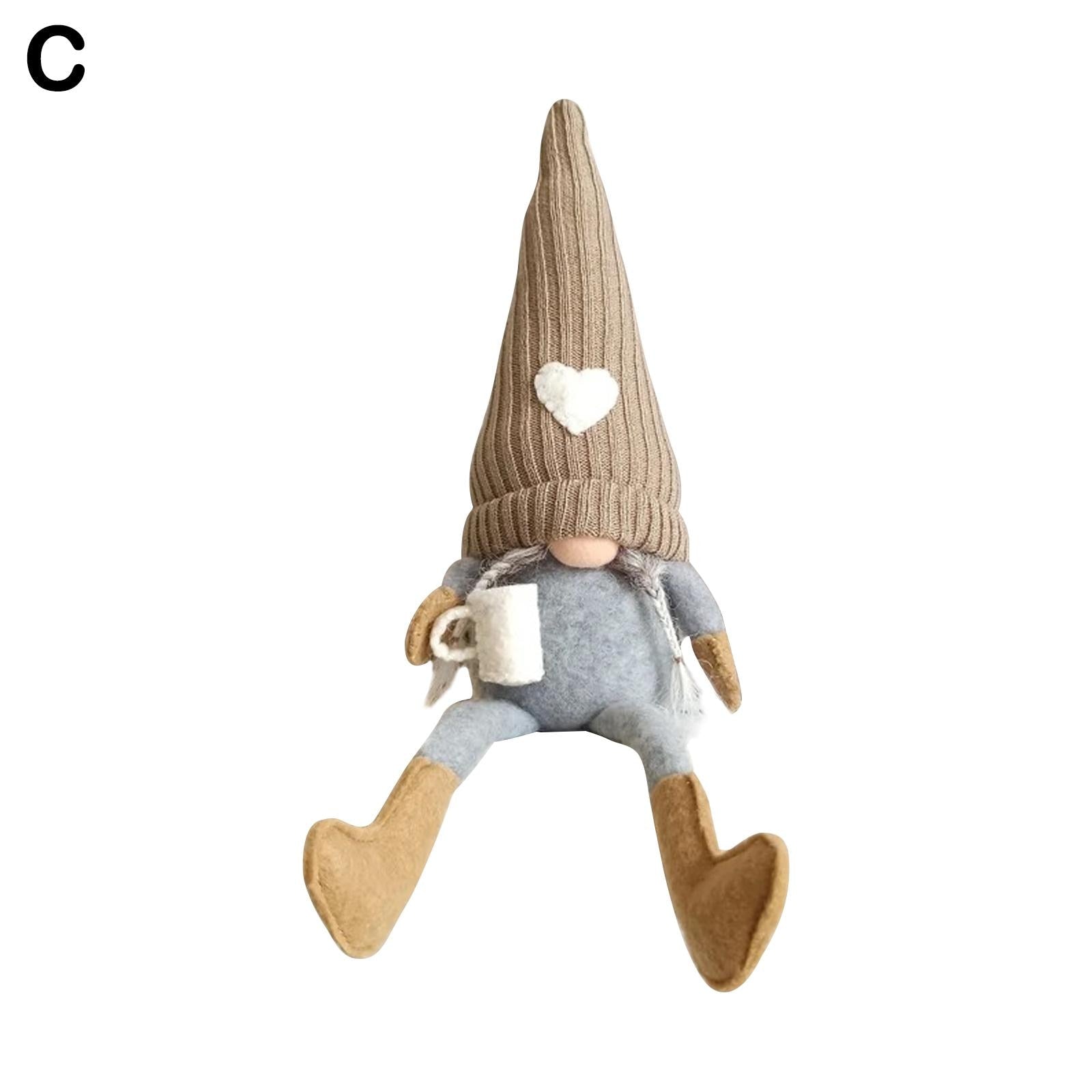 Fall coffee gnomes with cup in hand Home décor festive brown