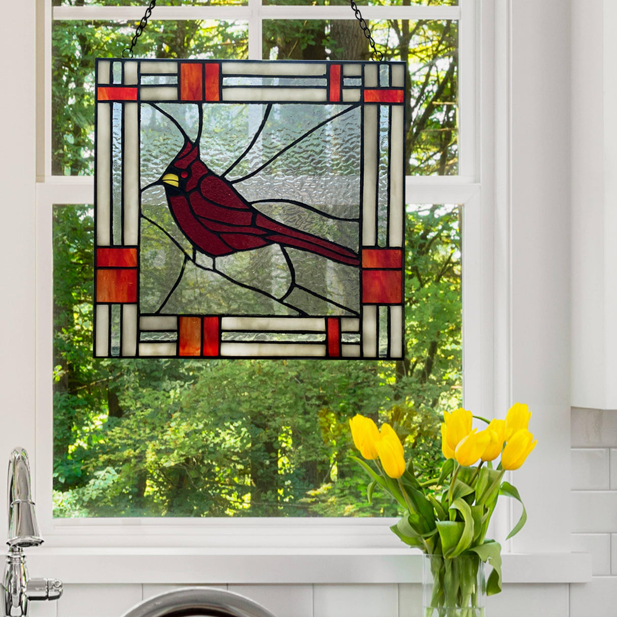 Stained Glass Cardinal Suncatcher  Decorative Bird Glass Art – Every Girl  Loves Sparkles Home Decor