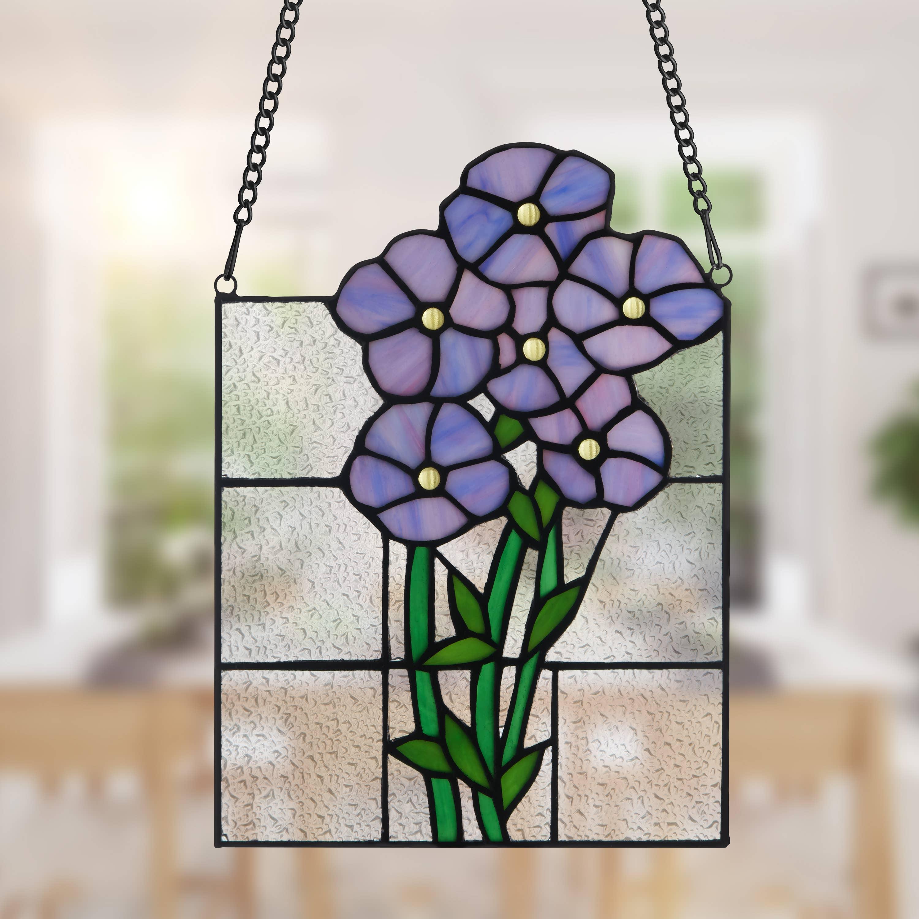 Stained glass Forget Me Not Flowers Window Panel Décor - EVERY GIRL LOVE SPARKLES