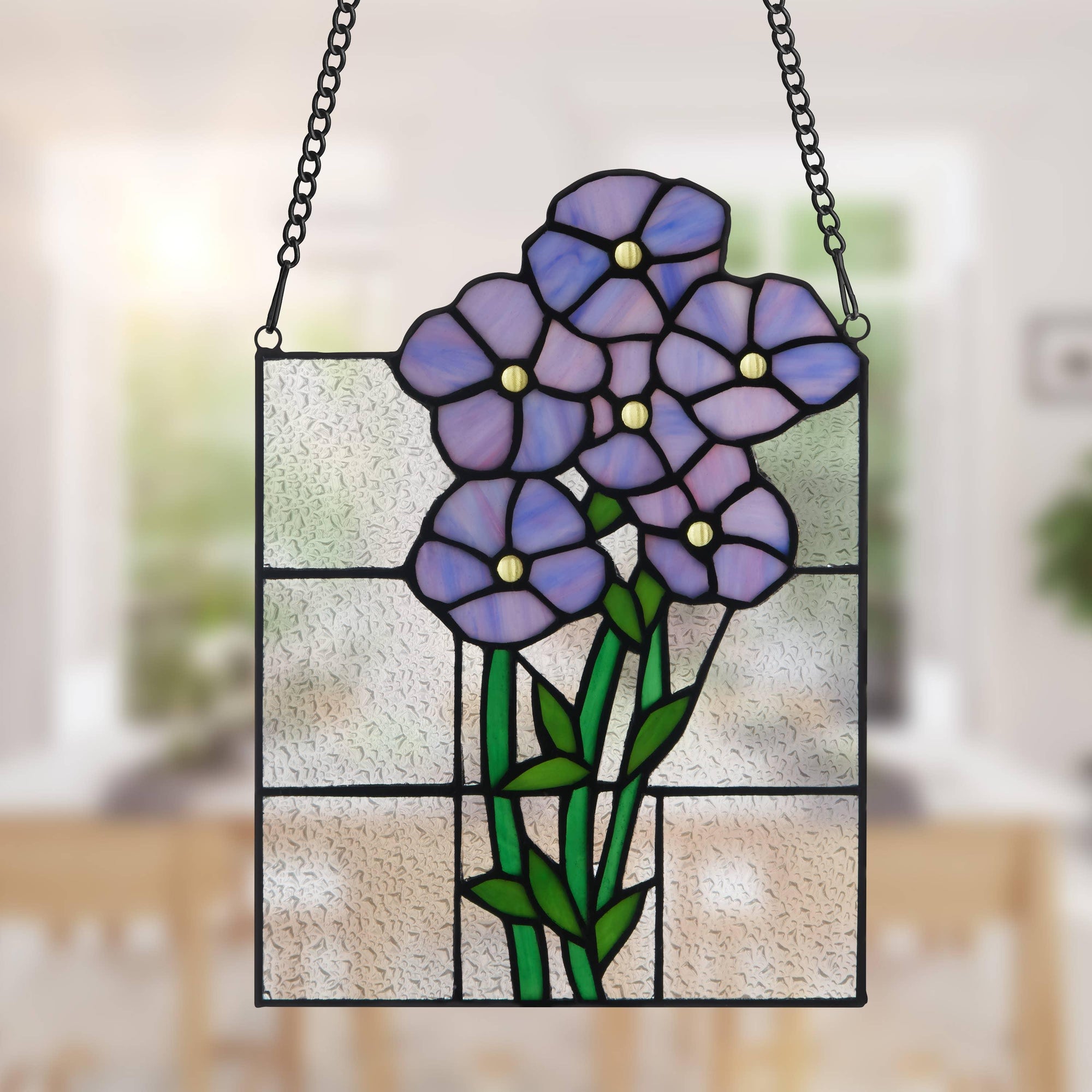 Forget Me Not Flowers Stained Glass Window  Home décor