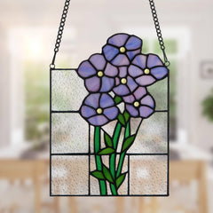 Stained glass Forget Me Not Flowers Window Panel Décor - EVERY GIRL LOVE SPARKLES