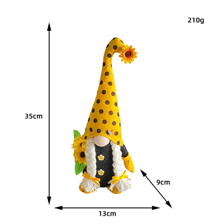 Bee Genie Doll Soft Line Leveling Ornament with Yellow Bee Gnome and Sunflower Accents - Every Giel Love Sparkle