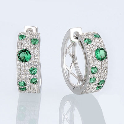 SANTUZZA Jewelry Set For Women Authentic 100% 925 Sterling Silver Shimmering Wish Green CZ Earrings Ring Set Fashion Jewelry