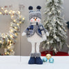 Christmas Blue Series Snowman Cloth Retractable Dolls Decoration for Tree Ornaments Santa Figurine Xmas Gifts Craft Home Decor
